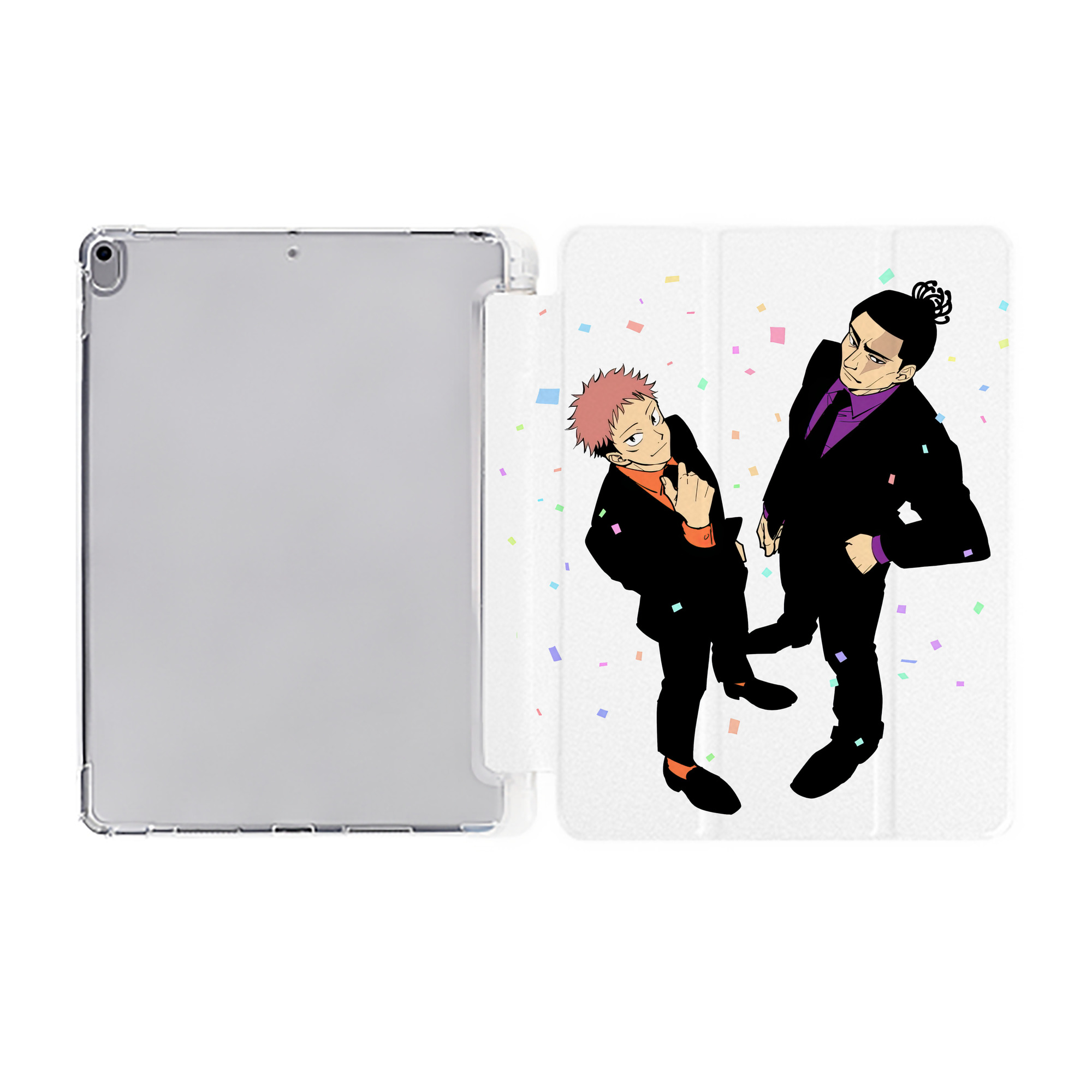 （画像用） 呪術廻戦 Jujutsu Kaisen IPad ケース ペン収納付き 三つ折りスタンド PUレザー×シリコン 対応機種9.5/10.5/10.9インチ